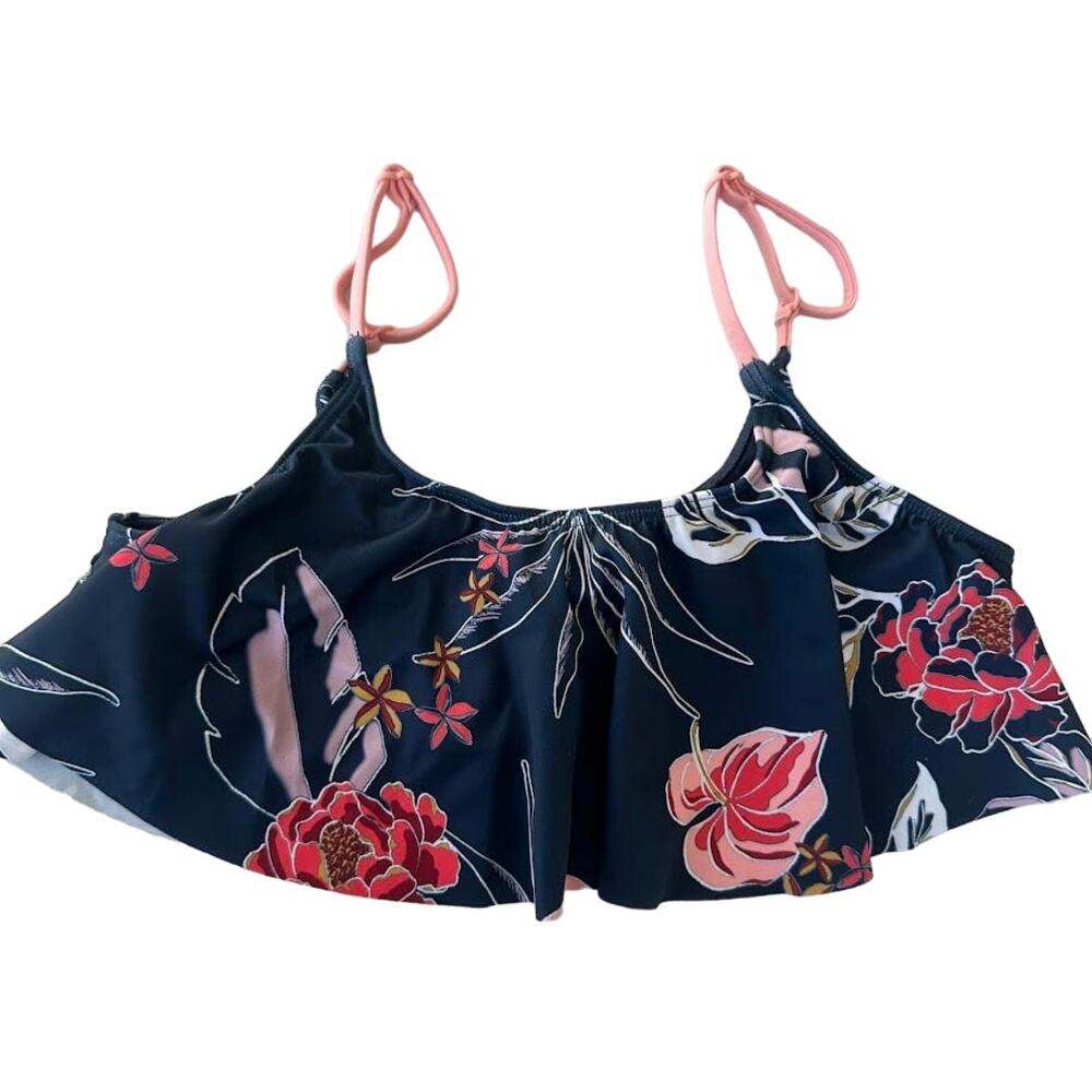 Roxy Brightmoonlight Flutter Floral Bikini Top Girls Size 14